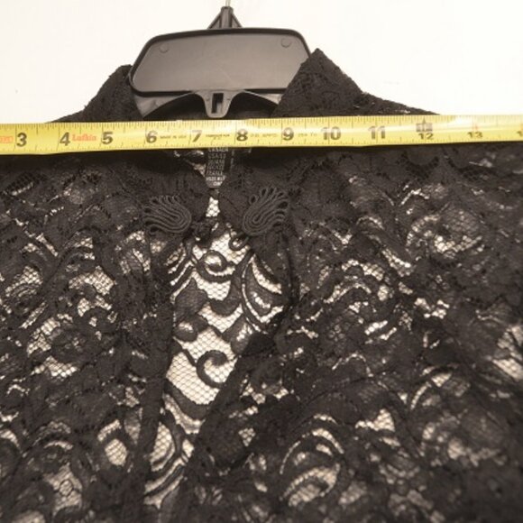 SOPHISTICATE Black soft lace coat with band collar  Made in Canada - Picture 3 of 6